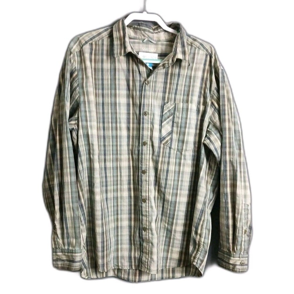 Columbia Omni Wick Shirt Mens Large Advanced Evaporation Long Sleeves Plaid
